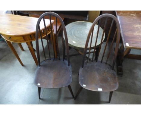 A pair of Ercol Golden Dawn elm and beech Quaker chairs, a/f 