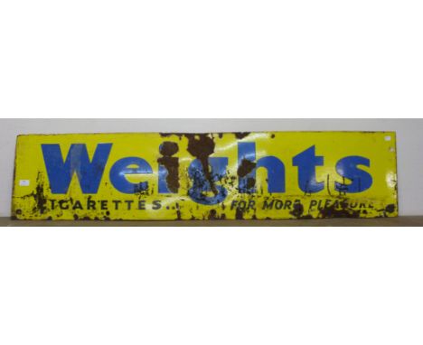 A vintage Weights Cigarettes enamelled sign 