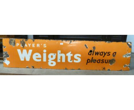 A vintage Players Weights enamelled sign 