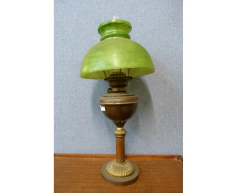 A Victorian brass oil lamp 