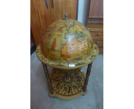 A terrestrial globe cocktail cabinet/trolley 