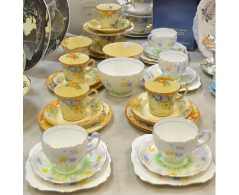 A Crown Devon Modane tea service for six, pattern 2709; a Grafton tea service