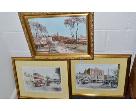 Local Interest - After D.M.Hanson, 
Stockport, Ltd Edition print 275/525; another signed, gilt frame,
oil on board, original,