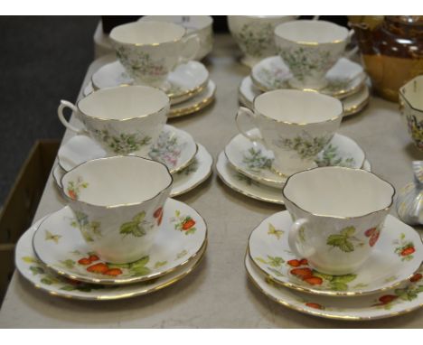 A Queens China Virginia Strawberry tea for two; a Royal Albert tea service for six.