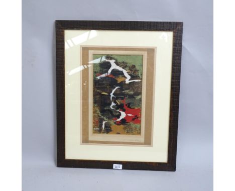 Graham Ewing, a mid-20th century abstract mixed media on paper, signed in pencil on mount, 34cm x 21cm, framedGood condition,