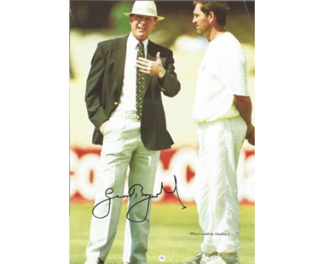 Cricket Geoffrey Boycott signed 12x8 colour magazine photo. Sir Geoffrey Boycott, OBE (born 21 October 1940), is a retired Te