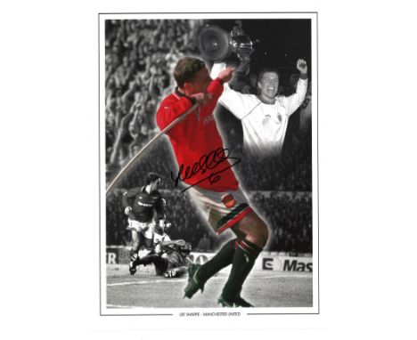 Football Lee Sharpe signed 16x12 colourised montage photo pictured during his playing days with Manchester United. Good condi