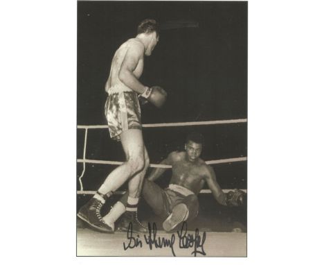 Boxing Sir Henry Cooper signed 8x6 black and white photo. Sir Henry Cooper OBE KSG (3 May 1934 - 1 May 2011) was a British he