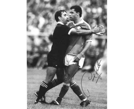 Football Paul McGrath signed 16x12 black and white photo pictured while playing for The Republic of Ireland. Good condition. 