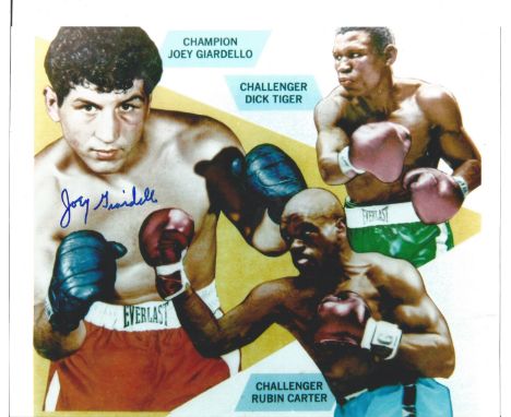 Boxing Joey Giardello signed 10x8 photo. Carmine Orlando Tilelli (July 16, 1930 - September 4, 2008) was an American boxer wh