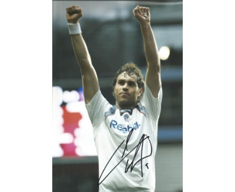Football Johan Elmander signed 12x8 colour photo pictured while playing Bolton Wanderers. Johan Erik Calvin Elmander (born 27