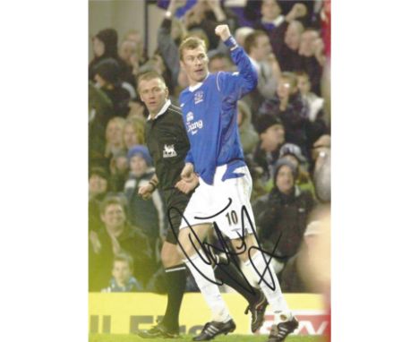 Football Duncan Ferguson signed 12x8 colour photo pictured while playing for Everton. Good condition. All autographs come wit