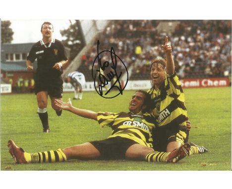 Football Paolo Di Canio signed 12x8 colour photo pictured celebrating while playing for Celtic in Scotland. Paolo Di Canio (b