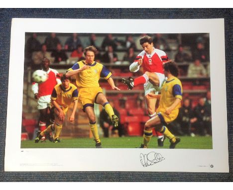 Football Alan Smith signed 24x16 Cup Kings Series print pictured scoring the winning goal for Arsenal in the European Cup Win