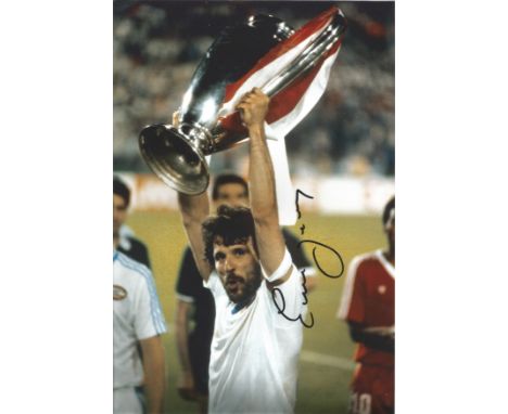 Football Erik Gerets signed 12x8 colour photo pictured lifting the European Cup while playing for PSV. Eric Gerets (born 18 M