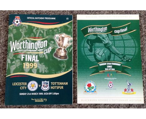 Football two vintage programmes Worthington Cup Finals Leicester City v Tottenham Hotspur 1999 and Blackburn Rovers v Tottenh