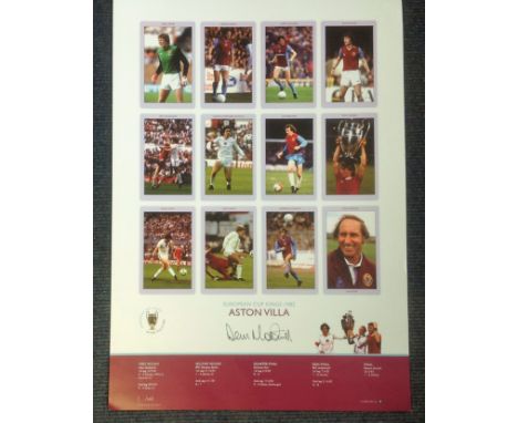 Football Dennis Mortimer signed 24x16 Aston Villa European Cup Kings 1982 commemorative team montage print. Good condition. A