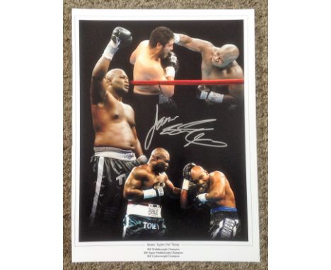 Boxing James "Lights Out" Toney signed 16x12 colour montage photo. James Nathaniel Toney (born August 24, 1968) is an America