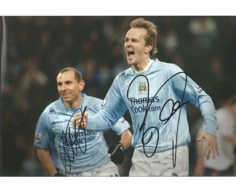 Football Dietmar Hamann and Martin Petrov signed 12x8 colour photo pictured while playing Manchester City. Good condition. Al