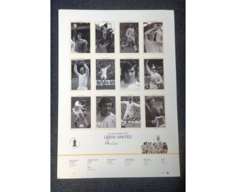 Football Allan Clarke signed 24x16 Leeds United FA Cup Kings 1972 commemorative team montage print. Good condition. All autog
