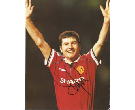 Football Denis Irwin signed 12x8 colour magazine photo pictured while playing for Manchester United. Good condition. All auto