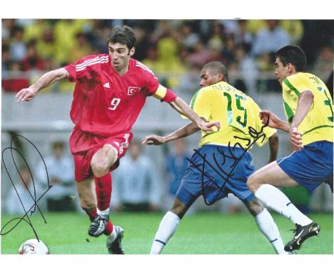 Football Hakan Sukur and José Kleberson signed 12x8 colour photo pictured playing for Turkey and Brazil. Hakan Sukur (born 1 