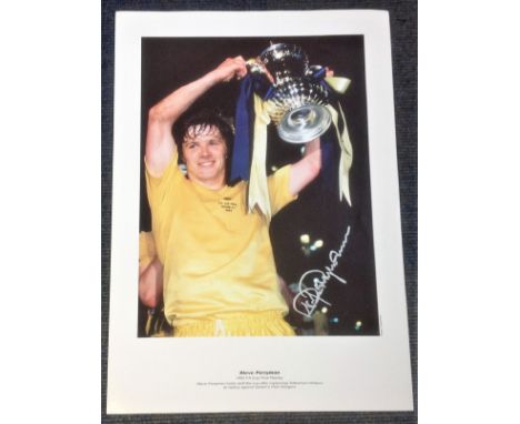 Football Steve Perryman signed 24x16 1982 FA Cup Final Replay colour photo pictured celebrating with the FA Cup while Captain