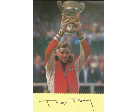 Tennis Bjorn Borg 13x8 signature piece includes colour photo signature affixed at the bottom. Former world No. 1 tennis playe