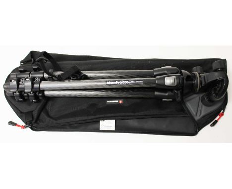 A Manfrotto 190MF3 Magfiber camera tripod with case. 