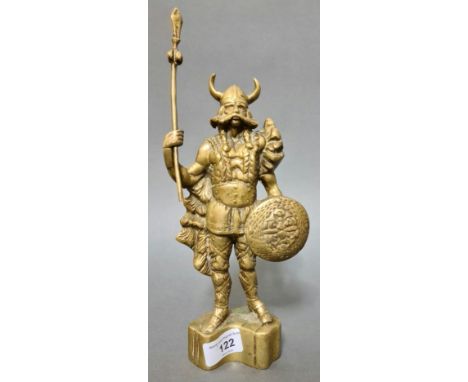 A cast brass model depicting a Viking. 