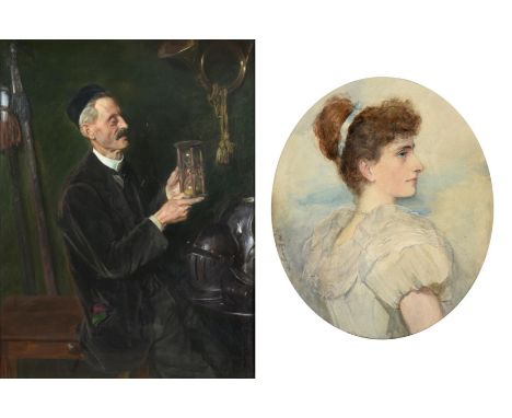 John Henry Lorimer RSA, RSW, RWS, RP (1856-1936) Scottish  Portrait of Edinburgh antiques dealer, Louis Joseph Butti  Oil on 