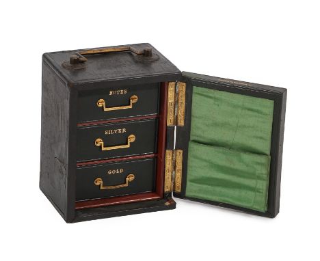 A Victorian Leather Bound Novelty Gentleman's Desktop Money Safe, by Baxter, Cockspur St [London], circa 1880, angular swan n