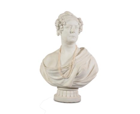 Peter Rouw (1771-1852): A Marble Portrait Bust of a Lady, a member of the Thorold family, her hair in plaits and ringlets, he