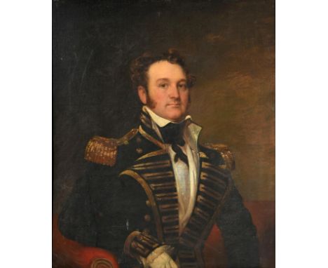 Circle of Thomas Phillips RA (1770-1845)  Portrait of a Royal Naval Officer, half length, in uniform  Oil on canvas, 88cm by 