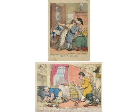 After Thomas Rowlandson (1757-1827)  ''The Anatomist''  Coloured print, together with a further coloured print Woodward after