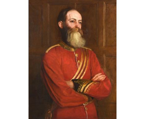 British School (19th/20th century)  Portrait of an officer, three quarter length, wearing the rank of a Major, standing, arms