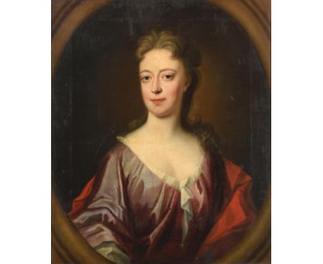 Follower of Sir Godfrey Kneller (1646-1723)  Portrait of Mrs James, the only daughter of Sir Thomas Wyndham Bt., head and sho