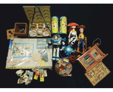 Disney Pixar, Abbatt Toys, Merit, Playcraft, Suvesco - A quantity of vintage children's toys, games and figures. Lot includes