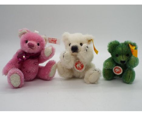 Steiff - three Steiff Bears to include # 036330 with button and white label, # 039409 with button and yellow label and #66284