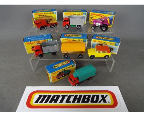Matchbox - Seven Matchbox Superfast diecast vehicles. Lot includes Matchbox #18 Field Car; #25 Mod Tractor; #30 8-Wheel Crane