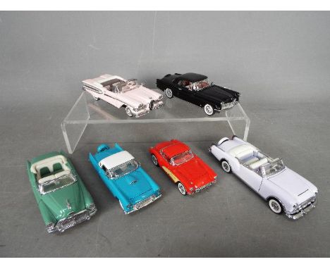 Franklin Mint - A fleet of six 1:43 scale unboxed diecast American model vehicles by Franklin Mint. Lot includes 1953 Studeba