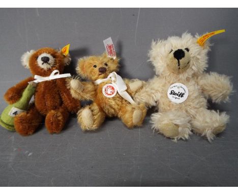 Steiff - three Steiff Bears to include #669699 with button and white label, #028908 with button and yellow label and #111792 