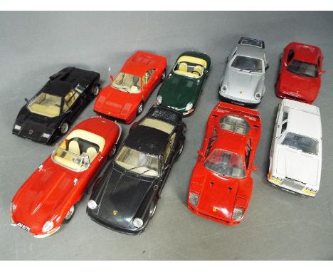 Bburago - Polistil - Hot Wheels - Collection of 9 unboxed vehicles mostly in 1:18 scale including Bburago Ferrari 288 GTO, Bb