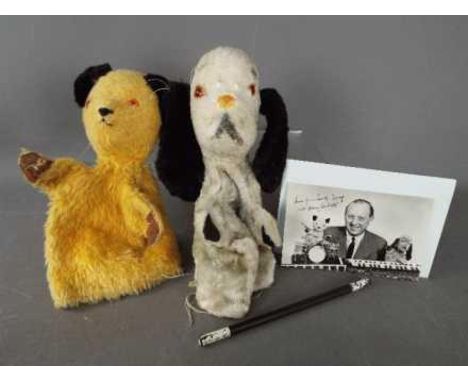 Chad Valley - A vintage Chad Valley 'Sooty' hand puppet with magic wand; together with a Chad Valley 'Sweep' hand puppet. The