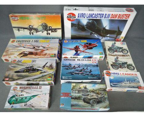 Airfix - Tamiya - Hasegawa. Colelction of 10 boxed model kits in various scales including Airfix  # 08004 AVRO Lancaster BIII