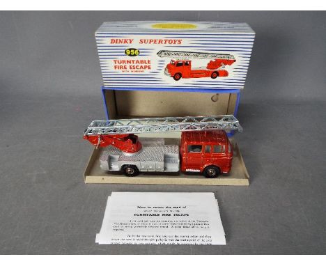 Dinky Toys - A boxed Dinky Toys #956 Berliet Turntable Fire Escape. The model with metallic red cab and white interior, silve