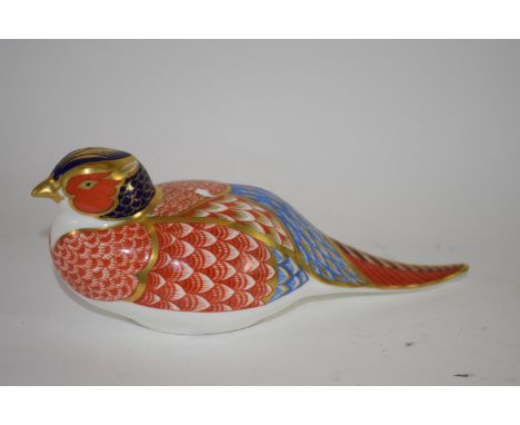 Royal Crown Derby Paperweight, formed as a seated bird, gold button