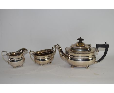Silver plated three-piece tea service, retailed by Harrods