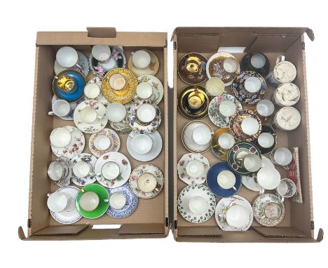 Royal Crown Derby Imari 2451 coffee cup and saucer, together with a quantity of porcelain tea/ coffee cups and saucers includ