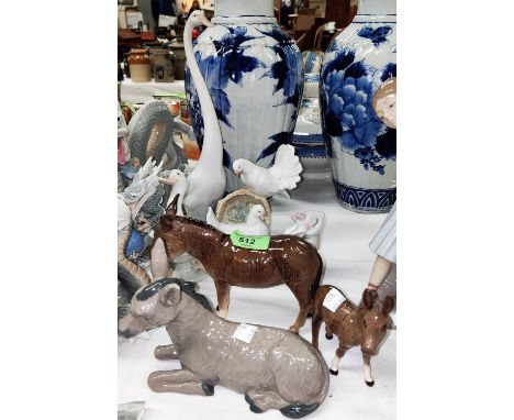 A Beswick donkey and foal; Lladro/Nao animals and birds (1 a.f.) 